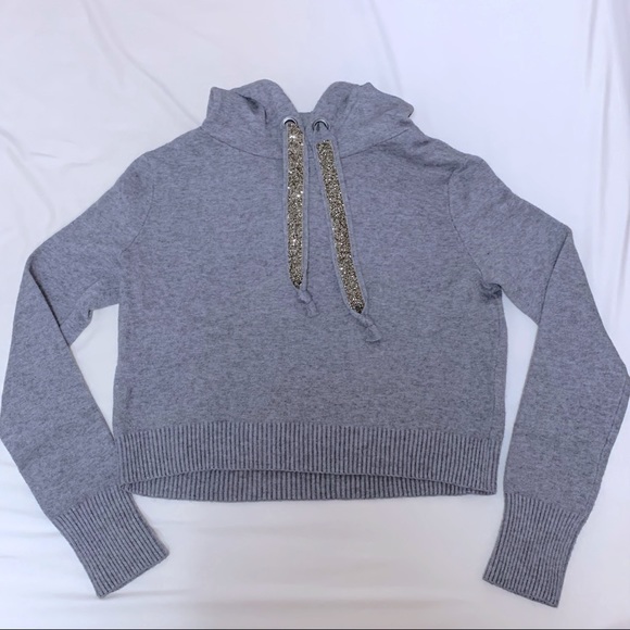 *NEW Zara Gray Knit Hoodie Top - Picture 5 of 8